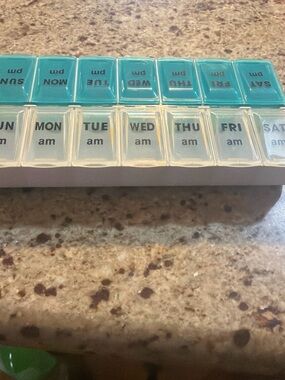 Weekly AM/PM Pill Organizer - Blue & Clear